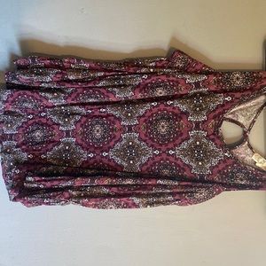 Floral L PINK ROSE long sleeve open shoulders